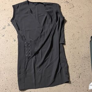 All Saints Charcoal Wrap Mini Dress
